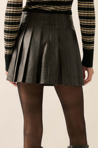 Brat Attack Pleated Vegan Leather Mini Skirt - ShopPromesa