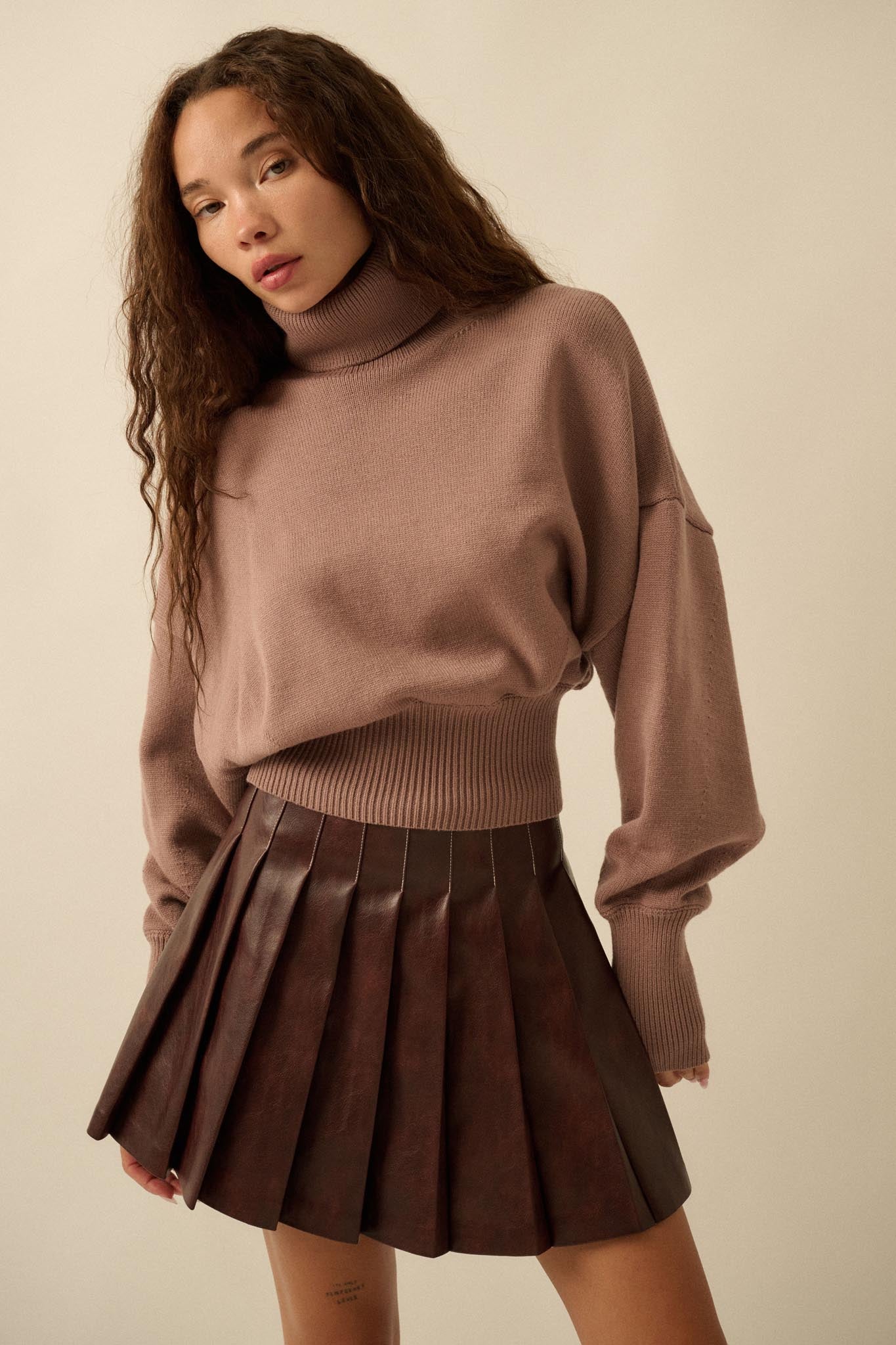 Brat Attack Pleated Vegan Leather Mini Skirt