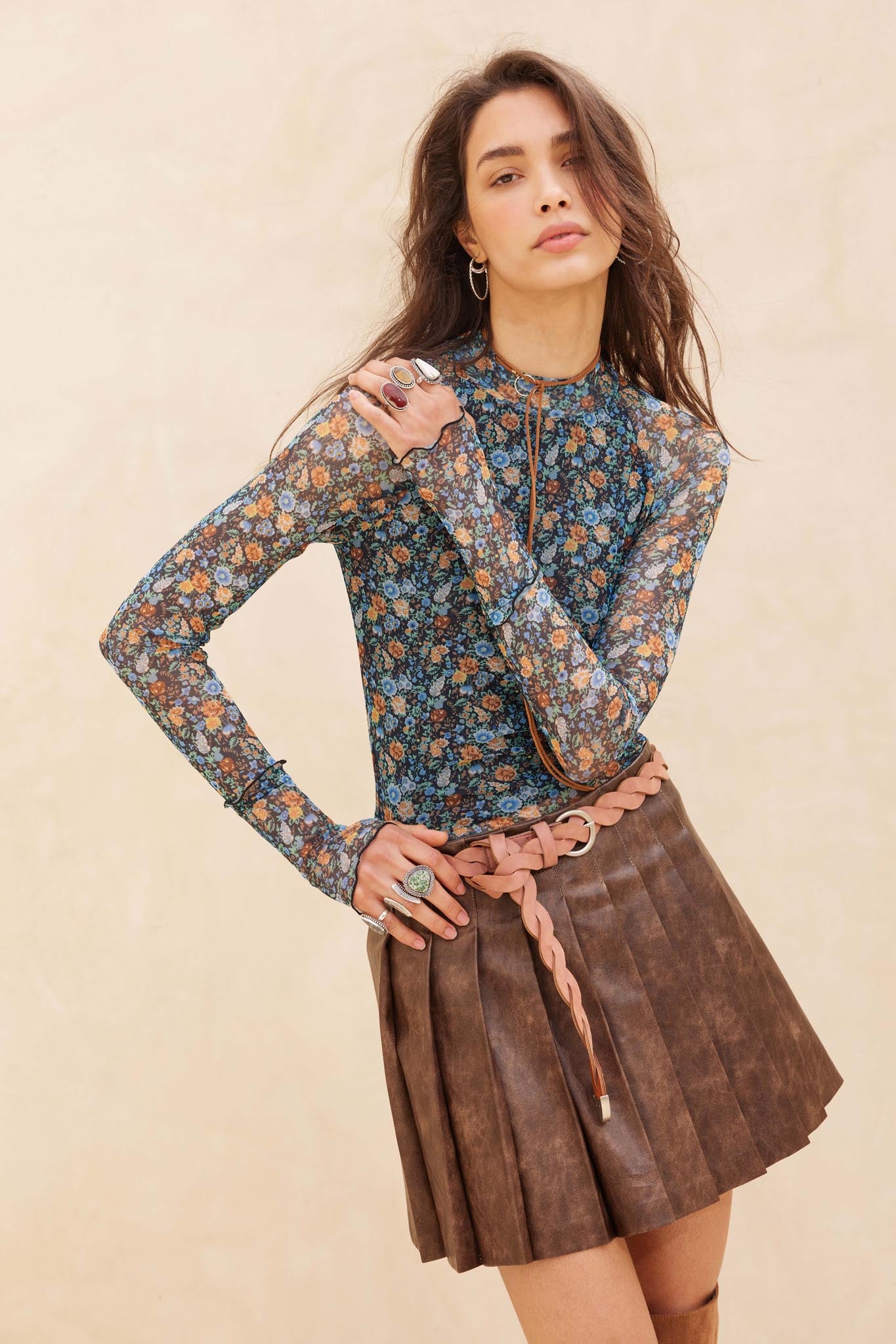 Brat Attack Pleated Vegan Leather Mini Skirt