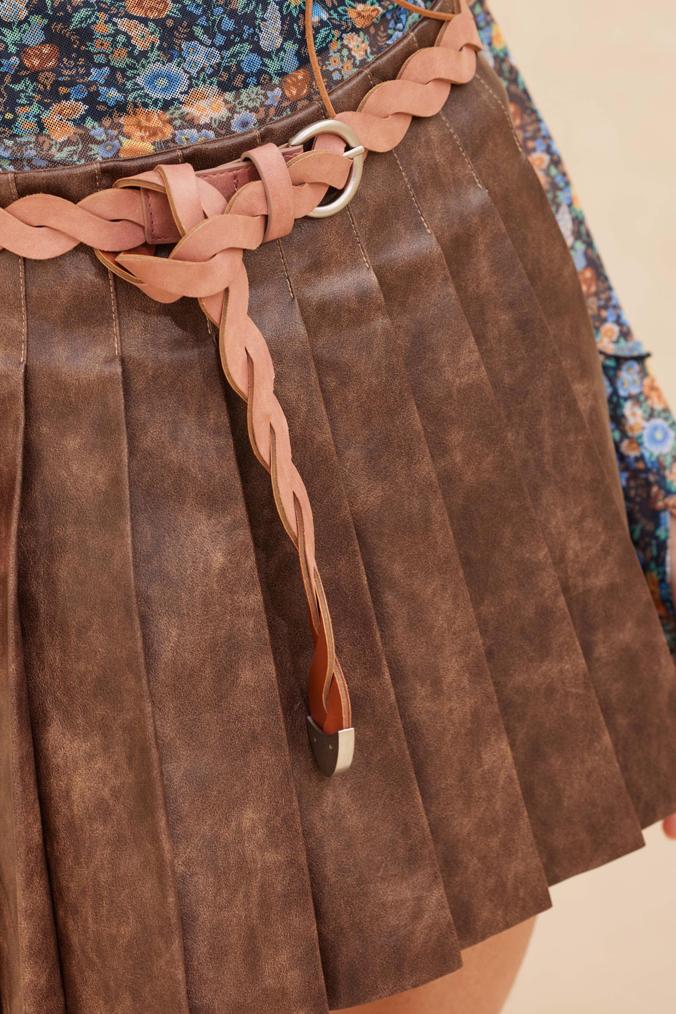 Brat Attack Pleated Vegan Leather Mini Skirt