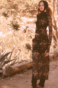 Fields of Gold Floral-Print Lace Maxi Skirt - ShopPromesa