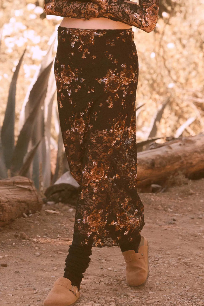 Fields of Gold Floral-Print Lace Maxi Skirt - ShopPromesa