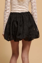 Flower by Night Floral Burnout Bubble Mini Skirt - ShopPromesa