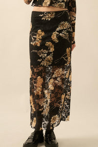 Wistful Blossoms Printed Floral Lace Maxi Skirt - ShopPromesa