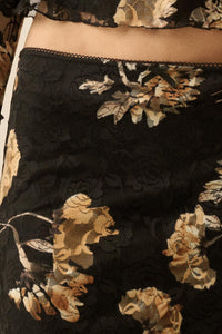 Wistful Blossoms Printed Floral Lace Maxi Skirt - ShopPromesa
