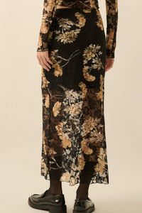 Wistful Blossoms Printed Floral Lace Maxi Skirt - ShopPromesa