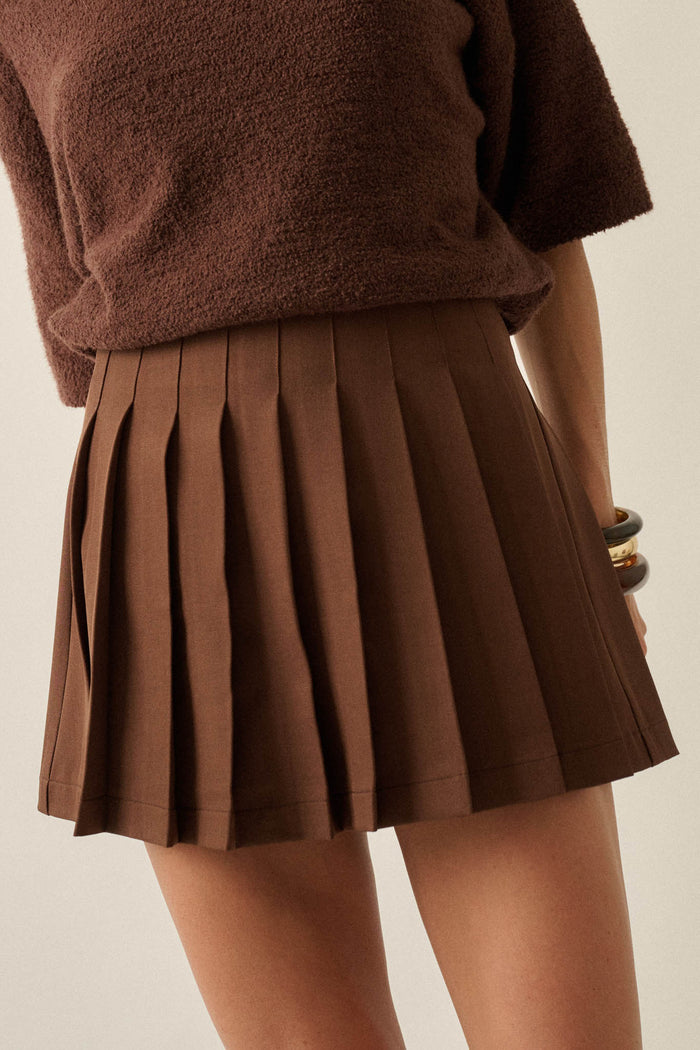 Class Act Pleated Gabardine Mini Skirt - ShopPromesa
