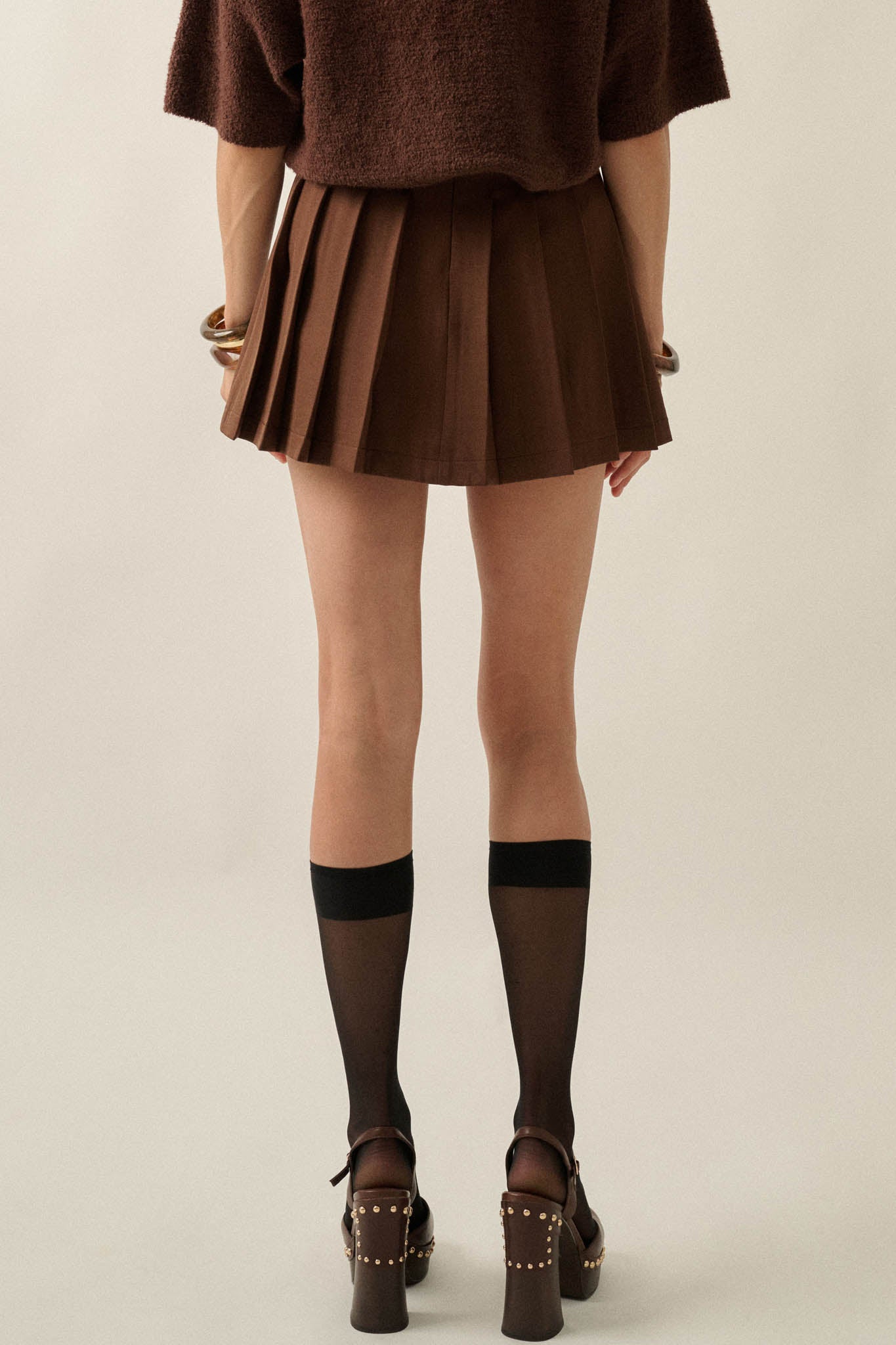 Class Act Pleated Gabardine Mini Skirt - ShopPromesa