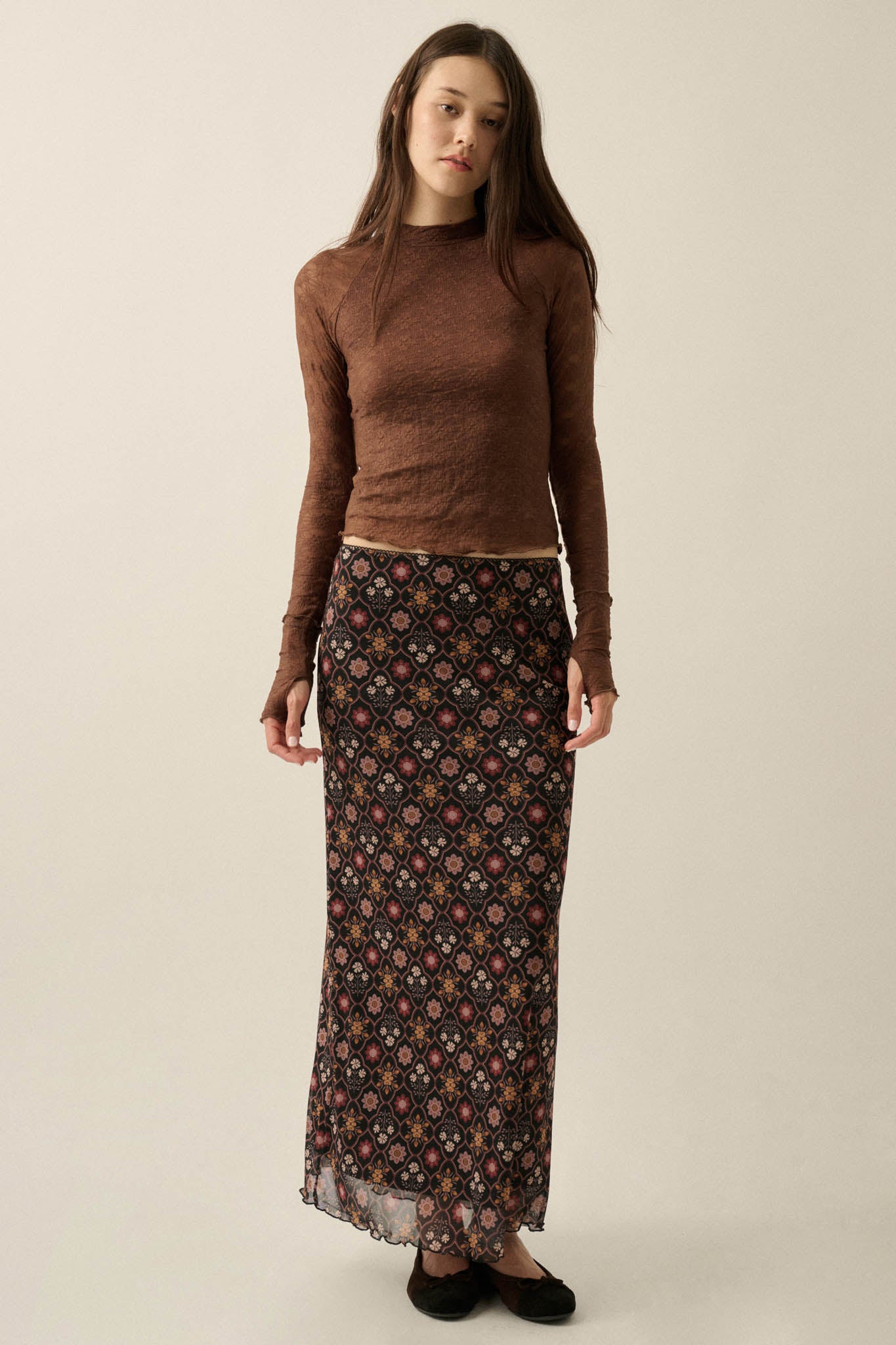 Bejeweled Blooms Floral Mesh Maxi Skirt - ShopPromesa
