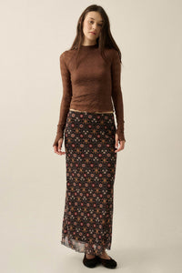 Bejeweled Blooms Floral Mesh Maxi Skirt - ShopPromesa