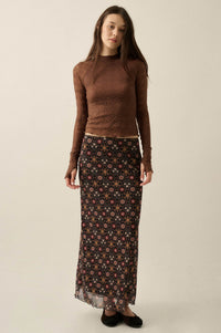 Bejeweled Blooms Floral Mesh Maxi Skirt - ShopPromesa