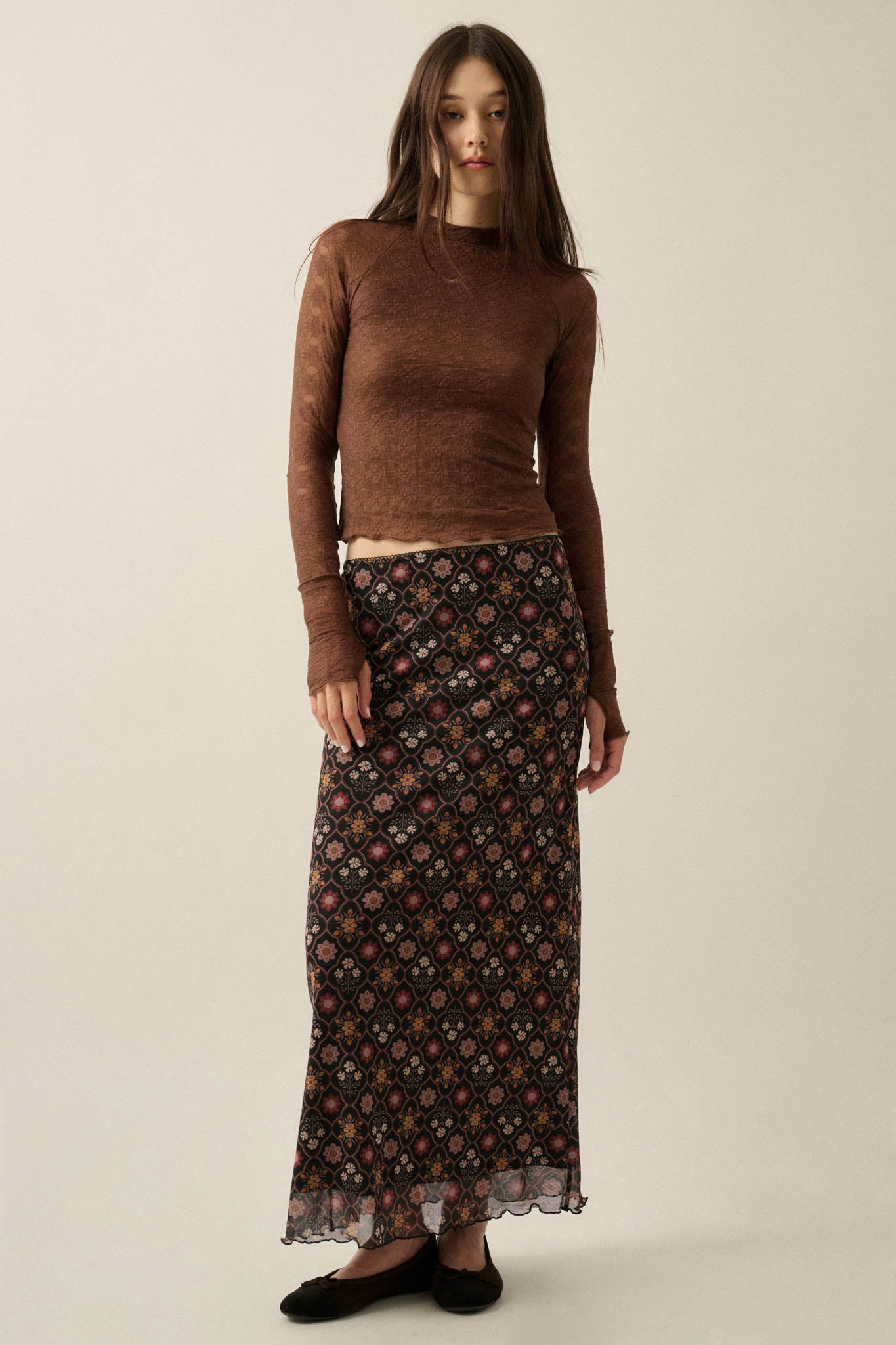 Bejeweled Blooms Floral Mesh Maxi Skirt - ShopPromesa