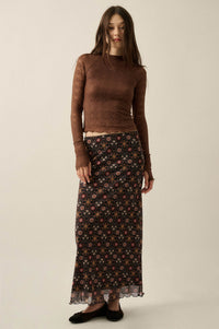 Bejeweled Blooms Floral Mesh Maxi Skirt - ShopPromesa