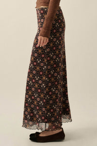 Bejeweled Blooms Floral Mesh Maxi Skirt - ShopPromesa