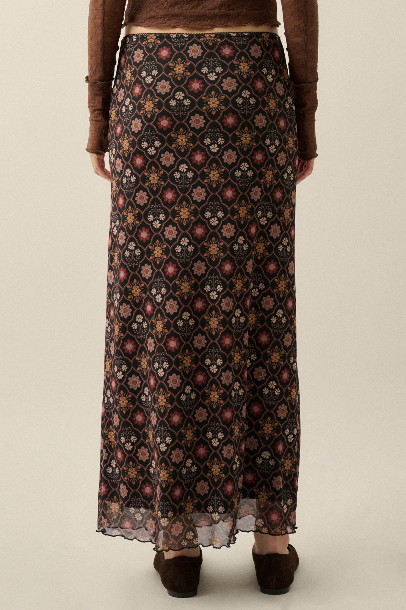 Bejeweled Blooms Floral Mesh Maxi Skirt - ShopPromesa