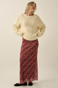 Bejeweled Blooms Floral Mesh Maxi Skirt - ShopPromesa