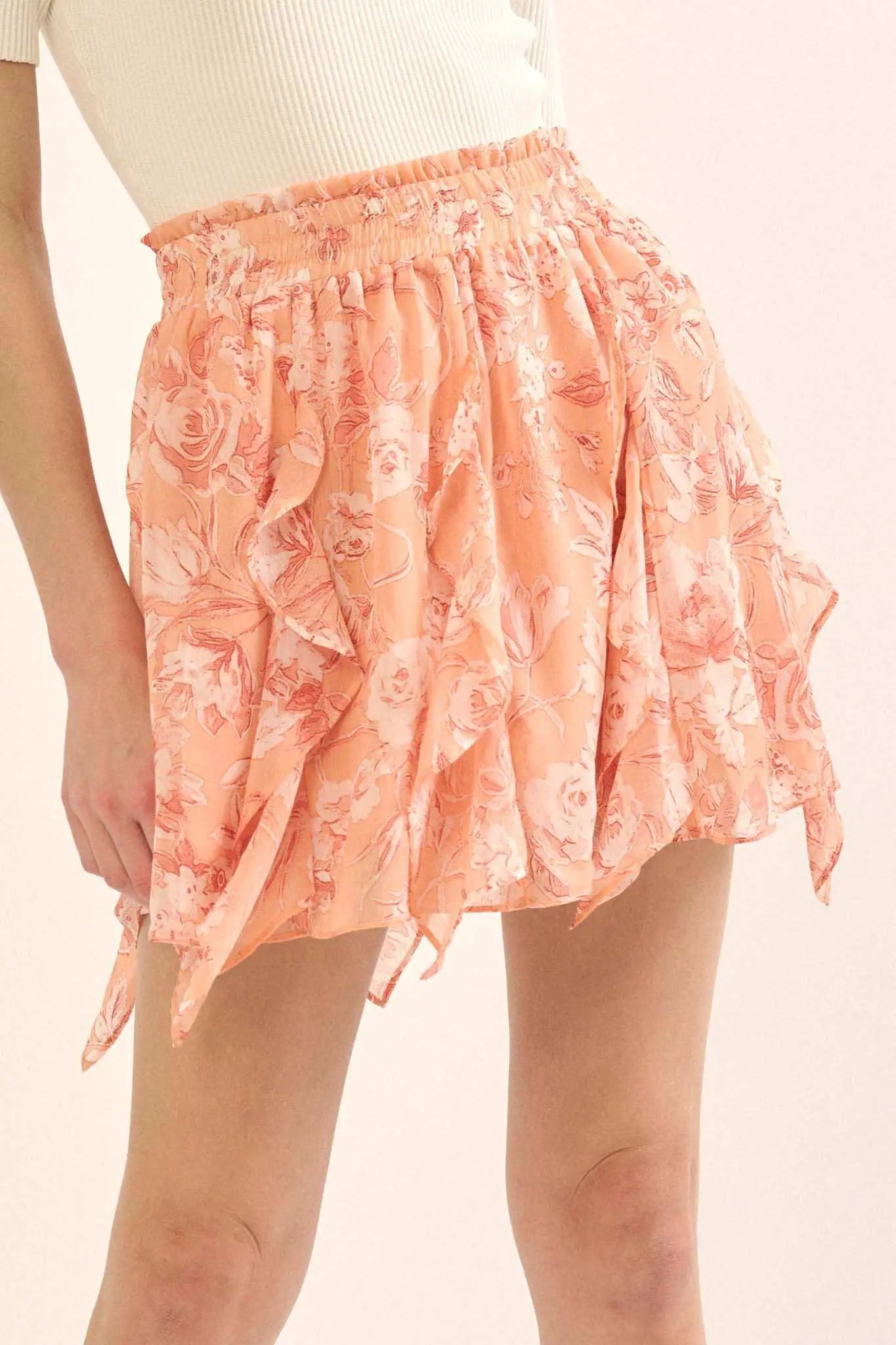 Fresh Fantasy Ruffled Floral Chiffon Mini Skirt Fresh Fantasy Ruffled Floral Chiffon Mini Skirt