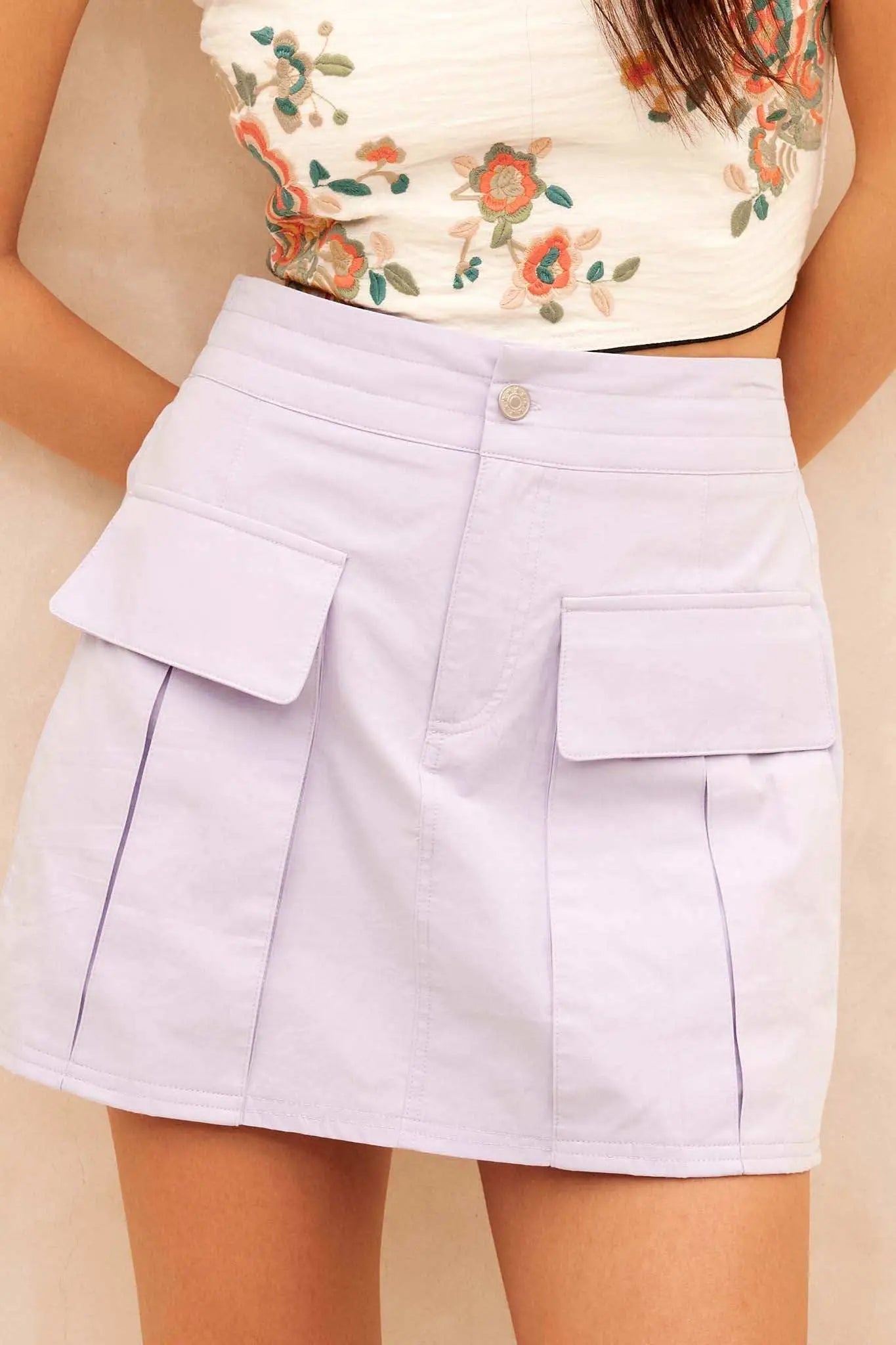 Step It Up Cotton Twill Cargo Mini Skirt - ShopPromesa