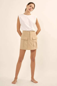 Step It Up Cotton Twill Cargo Mini Skirt - ShopPromesa