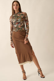 Sheer Perfection Layered Mesh Midi Pencil Skirt - ShopPromesa