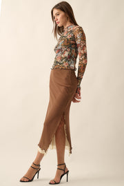 Sheer Perfection Layered Mesh Midi Pencil Skirt - ShopPromesa