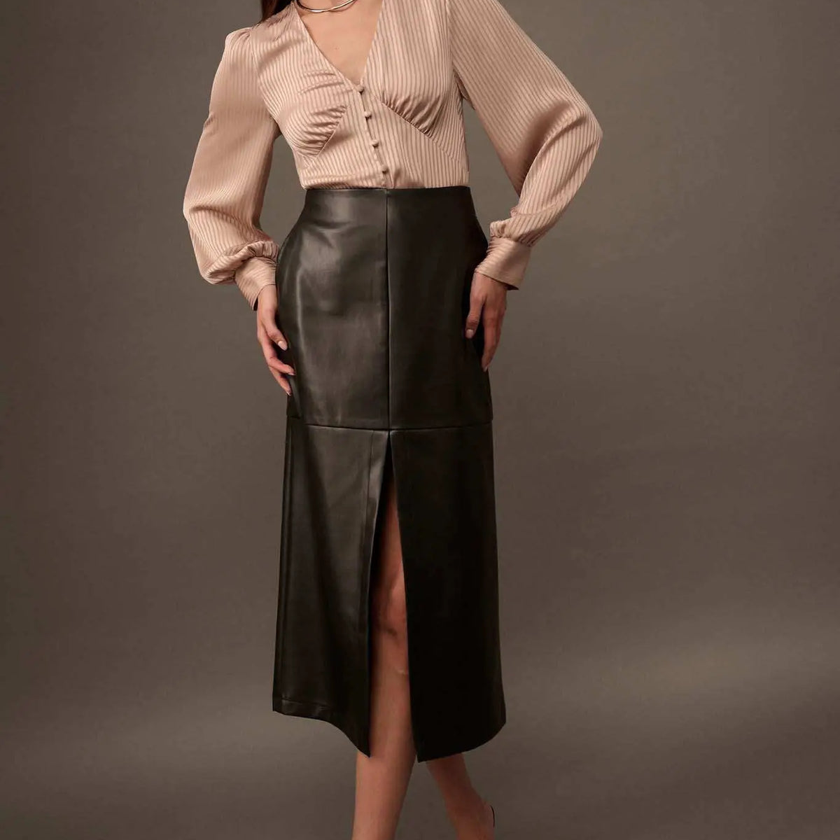 Leading Edge Vegan Leather Pencil Skirt