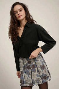 Rose Parade Floral Mesh Exposed-Seam Mini Skirt - ShopPromesa