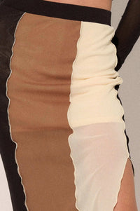Neutral Territory Colorblock Mesh Midi Skirt - ShopPromesa