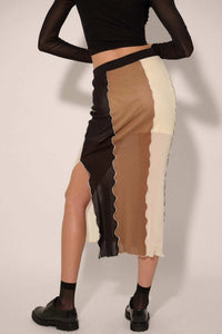 Neutral Territory Colorblock Mesh Midi Skirt - ShopPromesa