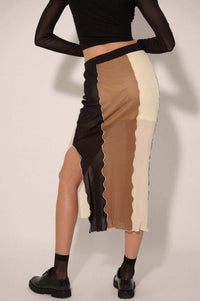 Neutral Territory Colorblock Mesh Midi Skirt - ShopPromesa