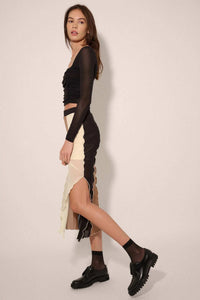 Neutral Territory Colorblock Mesh Midi Skirt - ShopPromesa