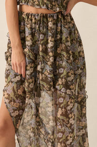 Enduring Beauty Asymmetrical Floral Ruffle Skirt - ShopPromesa