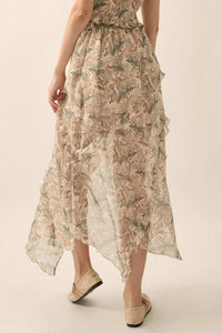 Enduring Beauty Asymmetrical Floral Ruffle Skirt - ShopPromesa