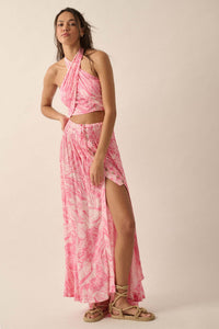 Tropical Treasure Floral Button-Front Maxi Skirt - ShopPromesa