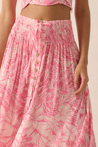 Tropical Treasure Floral Button-Front Maxi Skirt - ShopPromesa