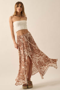 Tropical Treasure Floral Button-Front Maxi Skirt - ShopPromesa