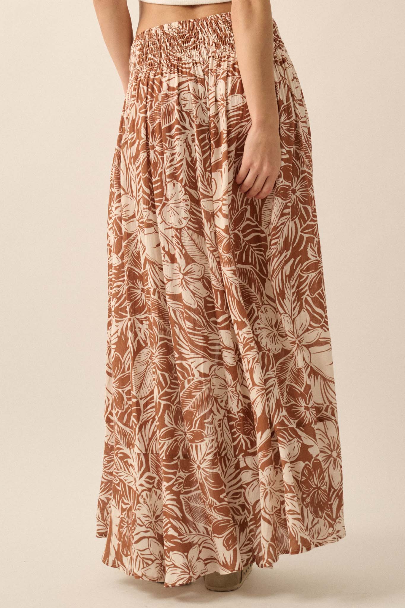 Tropical Treasure Floral Button-Front Maxi Skirt - ShopPromesa