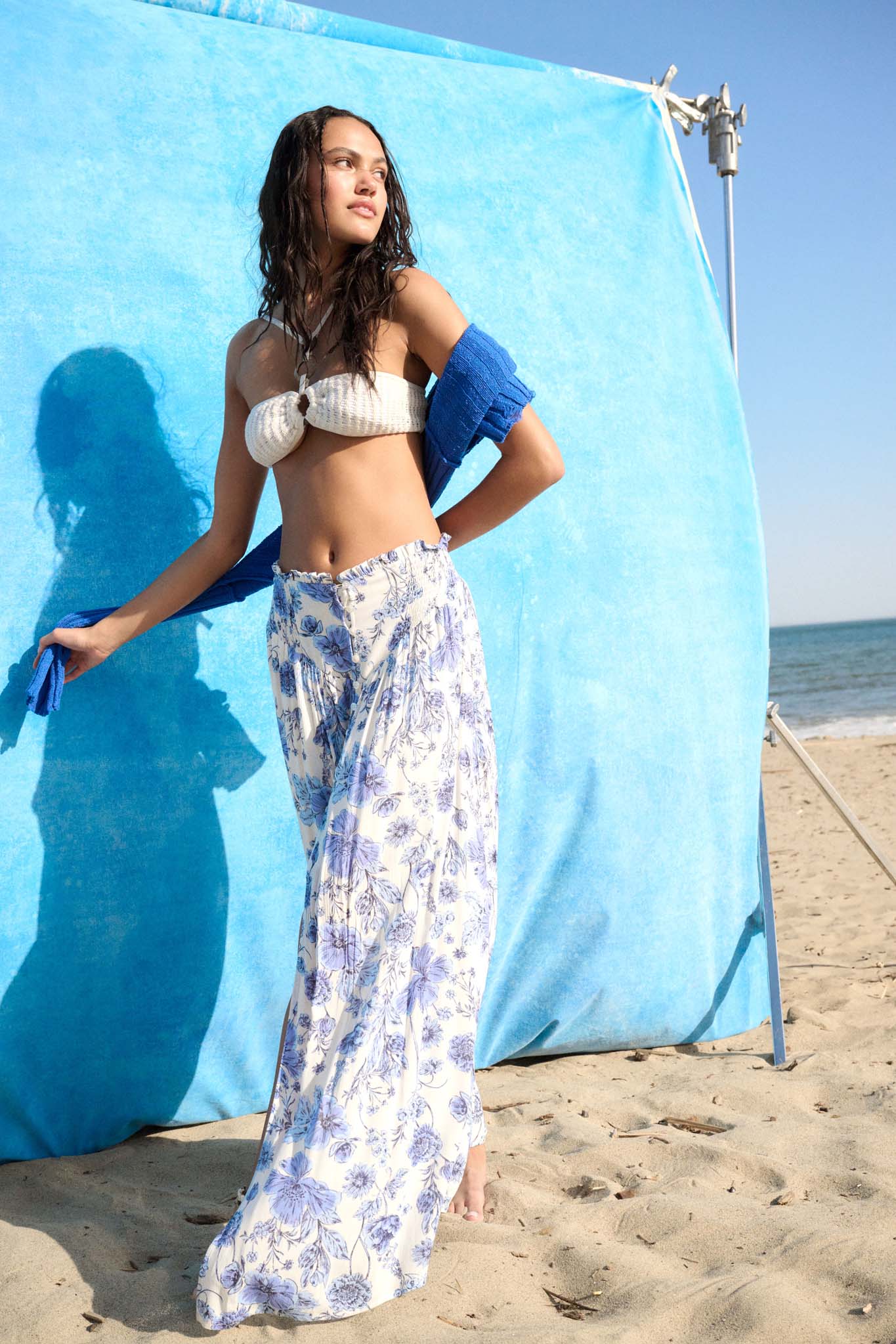 Periwinkle Poetry Floral Button-Front Maxi Skirt