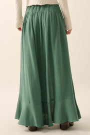 In the Wind Crinkle Cotton Button-Front Maxi Skirt