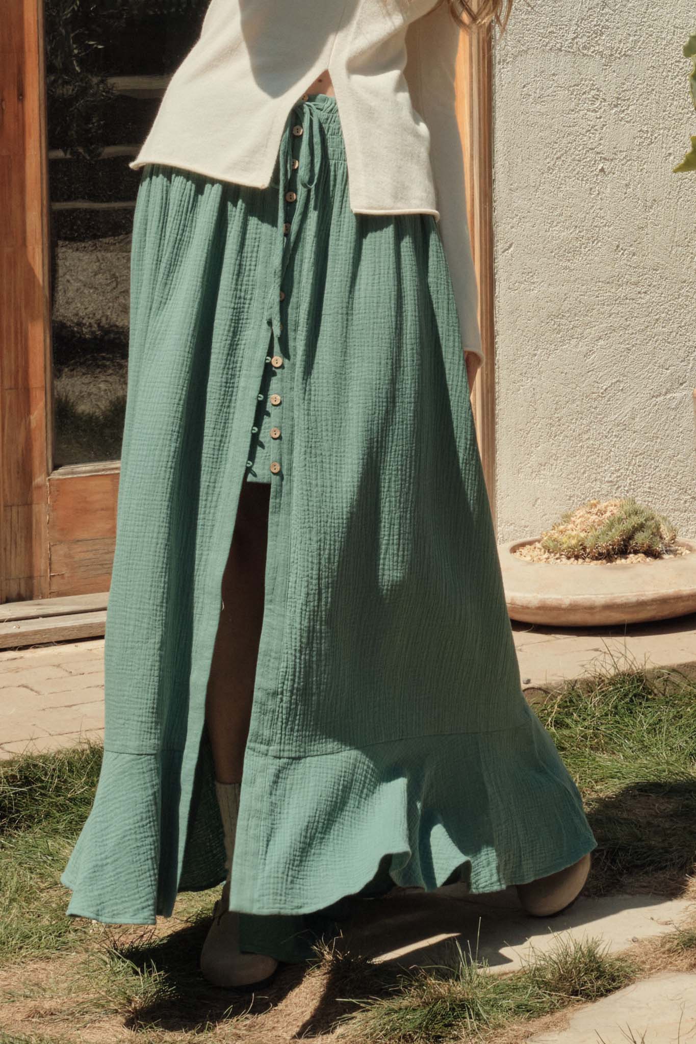 Cotton button down maxi skirt best sale