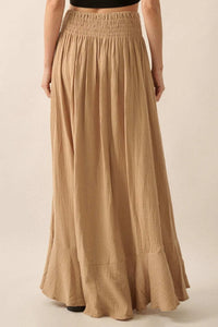 In the Wind Crinkle Cotton Button-Front Maxi Skirt - ShopPromesa