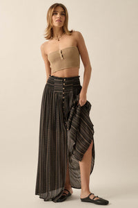 Vacation Voyage Geo-Print Button-Front Maxi Skirt - ShopPromesa