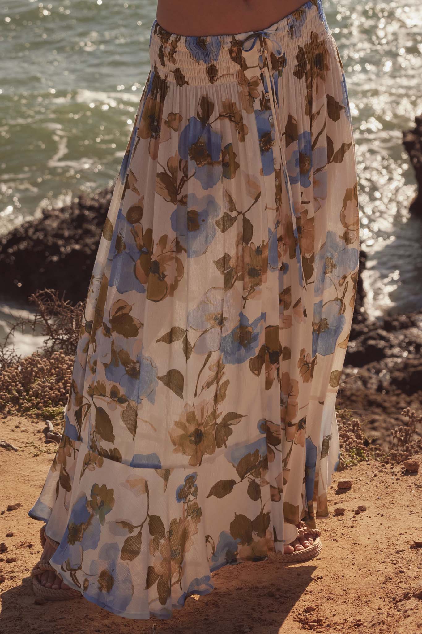 New Growth Floral Crepe Button-Front Maxi Skirt - ShopPromesa