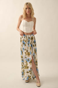 New Growth Floral Crepe Button-Front Maxi Skirt - ShopPromesa