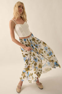 New Growth Floral Crepe Button-Front Maxi Skirt - ShopPromesa