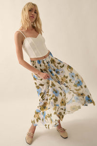 New Growth Floral Crepe Button-Front Maxi Skirt - ShopPromesa