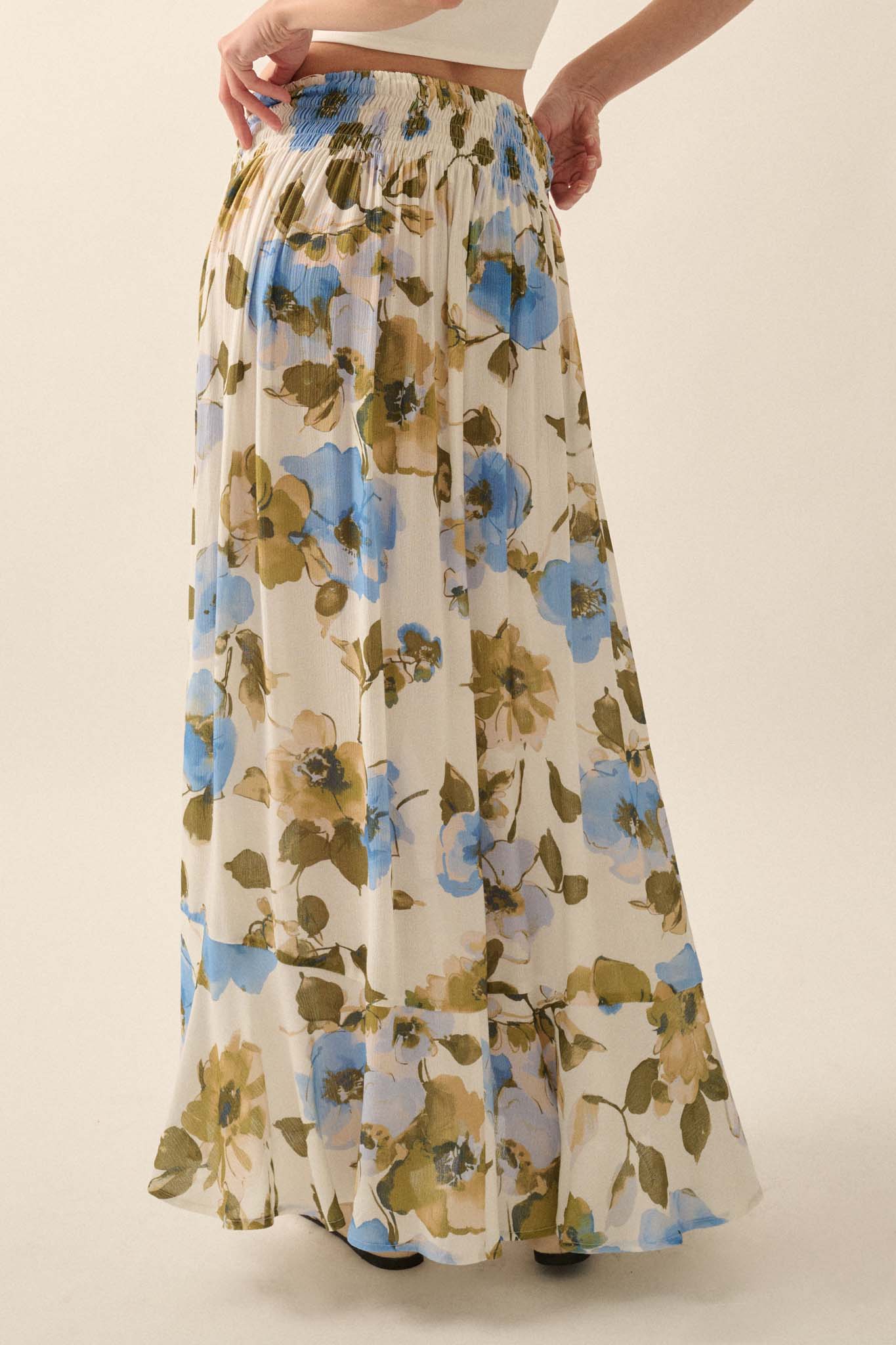 New Growth Floral Crepe Button-Front Maxi Skirt - ShopPromesa