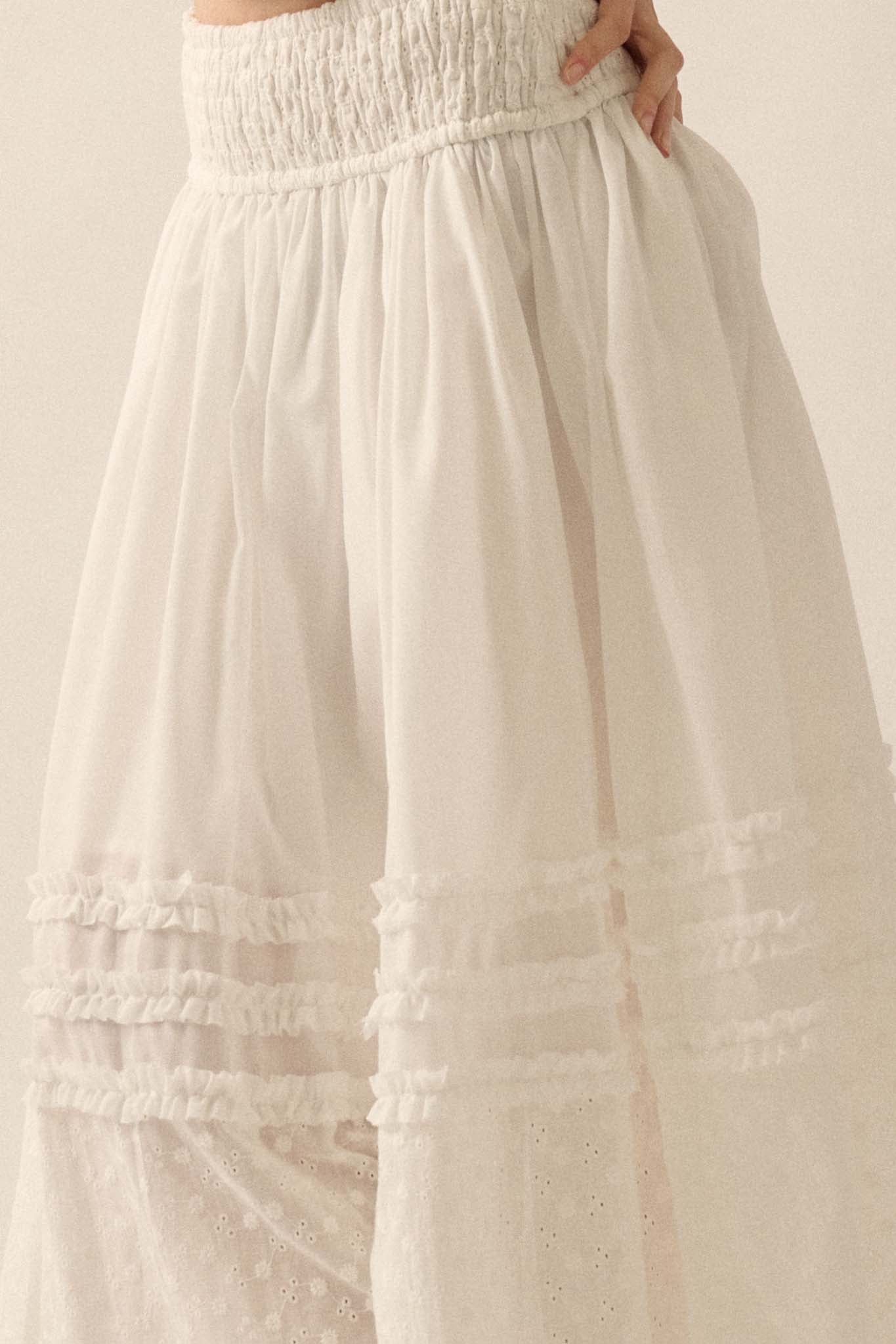 Summer Stroll Ruffled Eyelet Lace Maxi Skirt - ShopPromesa