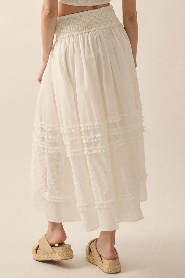 Summer Stroll Ruffled Eyelet Lace Maxi Skirt - ShopPromesa