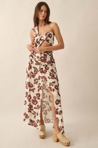 Pretty Poppies Floral Button-Front Maxi Skirt - ShopPromesa